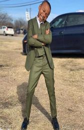 Olive Green 3 Piece Boys Suit Custom Made Slim Fit Kids Formal Wear Fashion Junior Wedding party Child Tuxedo9523216
