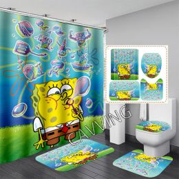 Curtains CAVVING 3D Print Yellow Bob Shower Curtain Waterproof Bathroom Curtain Antislip Bath Mat Set Toilet Rugs Carpet Home Decor