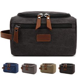 Canvas Toiletry Bag for Men Wash Shaving Dopp Kit Women Travel Make UP Cosmetic Pouch Bags Case Organizer 240227