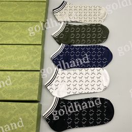 Brand Mens Cotton Socks Summer Breathable Short Sock Five Pairs One Box Letter Printed Sock