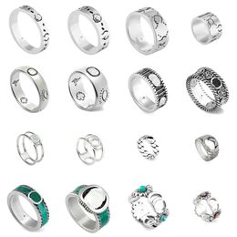 Love Ring Designer Heart Band Rings for Women Mens Jewelry Fashion Unisex Gold Silver Rose Color Stainless Steel Lady Party with Green Box Size 5-11 Interlock Double G