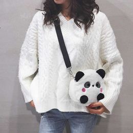 Backpacks Literary Shoulder Bag Cartoon Panda Cross Body Messenger Bag Plush Handbag Gift for Mothers Day Valentines Day DropshipL2403