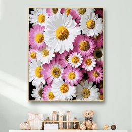 Number Painting by Numbers For Adult white and pink daisy flowers Dropshipping Canvas Oil Paint by Number Home Decor