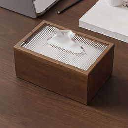 Pudełka tkanek serwetki w stylu chiński drewniane pudełko tkanki z akrylową wiekiem serwetek organizator europejski dekoracyjny pudełko na papierze do salonu organizator