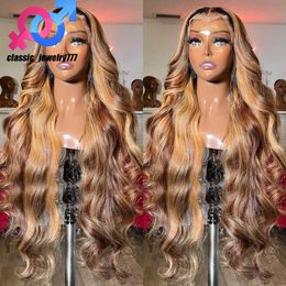 Highlight Wig Human Hair 13x4 Lace Frontal Wig Colored Human Hair Wigs For Women 30 Inch Honey Blonde Body Wave Lace Front Wig Synthetic