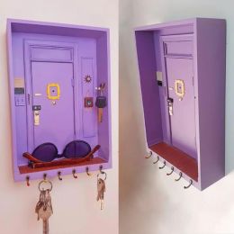 Racks TV Show For Friends Monica's Door Wall Keychain Holder Vintage Purple Home Decor Personalised Key Holder For TV Shows Lovers