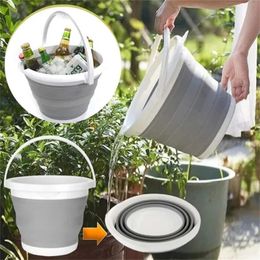 3-10L Collapsible Bucket Round Silicone Bucket Laundry Car Washing Bucket Outdoor Fishing Travel Camp Bucket Household Storage 240307