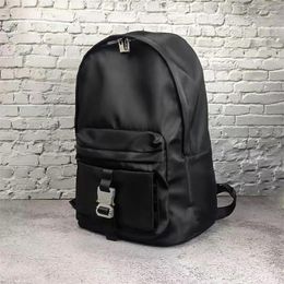 Backpack High Quality Metal Safety Buckle Thickened Casual Computer Bag Black Nylon Classic Men Women Real Po