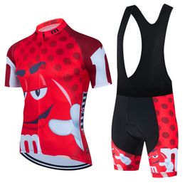 Summer new cartoon fun bean M bean team version mountain biking suit for men and women short-sleeved suit bib shorts cycling black