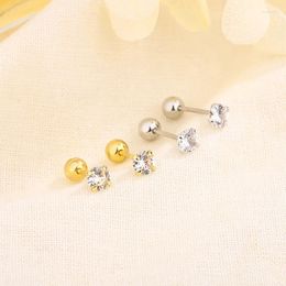 Stud Earrings Gold Silver Colour Four Prong Zircon Studs For Women/Men Piercing Jewellery Accessories Gifts