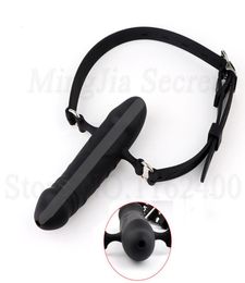 Silicone DoubleEnded Hollow Open Mouth Gag Dildo Oral Harness Strap On Penis Plug BDSM Bondage Erotic sexy Toys for Couples7375372