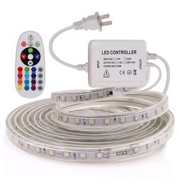 Led Strips 10M 50M 110V220V High Voltage SMD 5050 RGB Led Strips Lights WaterproofIR Remote Control Power Supply9880382