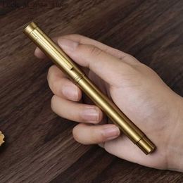 Fountain Pens Fountain Pens Luxury Metal Brass Fountain Pen Copper Calligraphy Golden Nib INK Pens Business Office School Supplies Customised Name Gift Q240314