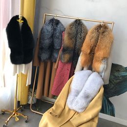 MS MinShu Luxury Genuine Fox Fur Scarf Real Fox Skin Scarf Big Size Natural Fox Fur Shawl Winter Women Stole Y201024251h