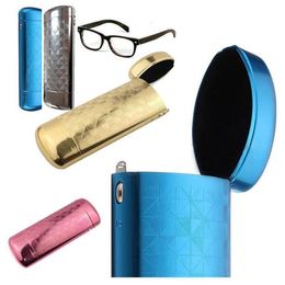 New Fashion Hard Metal Aluminium Lattice Glasses Case Capsule Flip Top Eyeglasses Case Protector For Glasses Storage Tools2487352