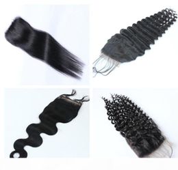 Brazilian Virgin Human Hair Lace Closure Peruvian Malaysian Indian Cambodian Mongolian Body Wave Straight Loose Deep Kinky Curly C2705004