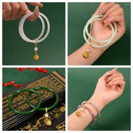 Bangle Trendy Jingle Bangles Natural Transparent Glass Double Bracelet National Style 58mm Bell Gifts