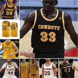 Wyoming Cowboys Basketball Jersey 11 Kael Combs 7 Jonas Sirtautas 15 Oleg Kojenets 24 Jacob Theodosiou 33 Mason Walters Jerseys Custom Stitched Mens Women Youth