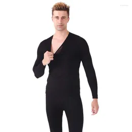 Men's Thermal Underwear Winter Warm Suit Modal Tracksuit 5XL For Plus Size Solid Keep Thermo Lingerie