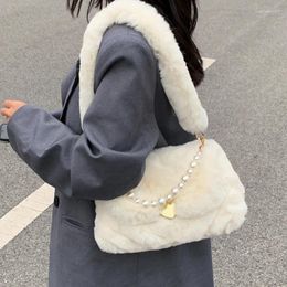 Evening Bags Simple Small Square Bag Women Soft Plush Shoulder Winter Furry Ladies Clutch Purse Handbag Fashion Female Underarm