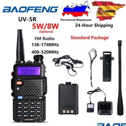 Radio Baofeng Uv5R 5W Walkie Talkie Uv 5R 8W Ham Fm Vhf Uhf With Earphone 1800Mah Battery Drop Delivery Electronics Telecommunications Ot94C