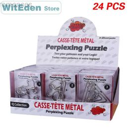 3D Puzzles 3D Metal Wire Casse-Tete Perplexing Puzzles 24PCS/Sets Classic Knot Intelligence Buckle Interlock IQ Collection Antistress Toys 240314