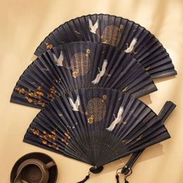 Decorative Figurines Summer Folding Fan Chinese Style With Tassel Handheld Bamboo Daily Use