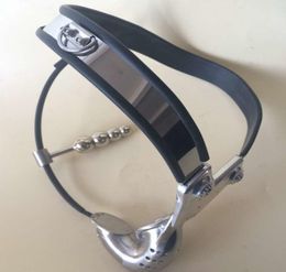 Belt Men's Stainless Steel Cage with Removable Anal Bead Plug Master Slave Lock Penis Restraint Device SM G7-4-207673509
