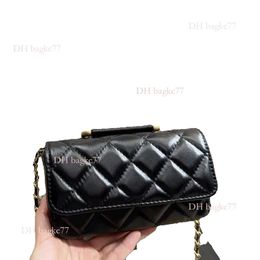 2024 New models 5A Women Handbag Pattern Pure Leather Diamond Checker Crossbody Metal Handle Mini Tote Bag