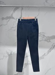 Women's Pants Women Black Long High Waist Plush Beading Winter 2024 All-Match Slim Warm Jeans For Female