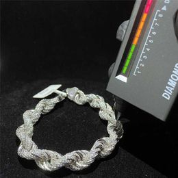 5mm 7mm 9mm 11mm 925 Sterling Silver Cuban Necklace Iced Out Vvs1 Diamond Clasp Silver Rope Chain Hip Hop Bracelet