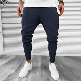 Men's Pants Casual Men Clothing Solid Colour Corduroy Sweatpants Male Arrival Pockets Pant 2024 Fashion Mid Waits Drawstring Cross-pants