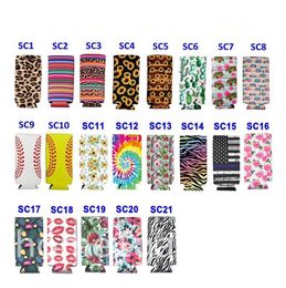 Neoprene Slim Can Sleeve Insulator Cooler Can Holder Water Bottle Covers Bottle Case Pouch Leopard Baseball Pattern2184815