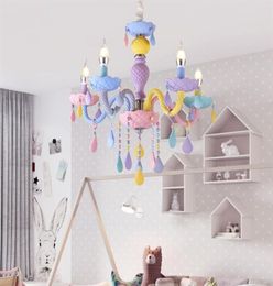 NEW Modern kids room chandeliers Bedroom Children Nursery princess hanging lamp Indoor house Macaron Colour girls room chandelier352017118