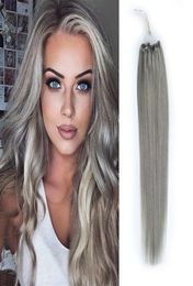 Brazilian Virgin Micro Hair Extension Loop Micro Ring Hair Extension Real Remy Human Hair Grey Colour 100g100s 14quot24quot F9142536