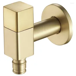 Bathroom Sink Faucets Brushed Gold Square Copper Wall Mounted Washing Machine Tap Mop Pool Garden Outdoor Water Faucet