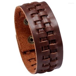 Charm Bracelets Simple Retro Brown Leather Bracelet European And American Fashion Trend Accessories Personalised Hand-woven Jewellery