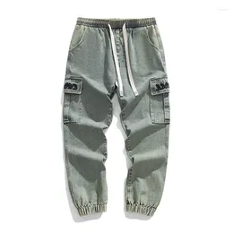 Men's Jeans 2024 Harem Pants Great Casual Student Trousers Pockets Solid Color Hip Hop Joggers Men Fashion Streetwear Denim Cargo