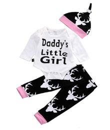 Baby Girls Clothes Toddler Clothing Set Kids Romper Suit Long Sleeve Pajamas 3pcs Daddy039s Little Girl Printed Rompers Le1061776