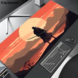 Anime Mousepad Japanese Samurai Mouse Pad PC Carpet 100x50cm Desk Mat Mause Office Keyboard Japan Rug Table Accessories Mausepad 240314