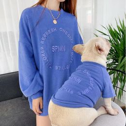 Hoodies Autumn Pet Dog and Owner Matching Outfits Letter Print Family Suit Clothes for Small Medium Dogs Mom French Bulldog Hoodies Coat