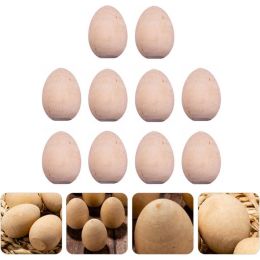 Crafts 10pcs Standable Wooden Easter Eggs to Paint Wood DIY Faux Egg Crafts Fake Chicken Eggs Nesting Eggs Easter Home Party Decor