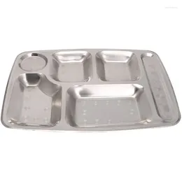 Dinnerware Sets LUDA Stainless Steel Divided Dinner Tray Lunch Container Plate 6 Grids