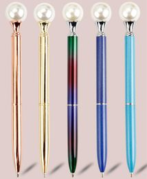 New Creative Metal Ballpoint Pen Black Ink Big Pearl Ballpoint Pens for School Stationery Office Supplies8721799