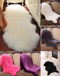 5 Colors Wool Sheepskin Rug Chair Cover Warm Hairy Carpet Seat Pad Plain Carpets5774331