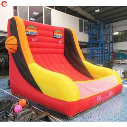 Outdoor Activities 4x3x3.5mH (13.2x10x11.5ft) with 6balls Red Yellow Inflatable basketball toss sport game basketball Hoop toys for carnival rental