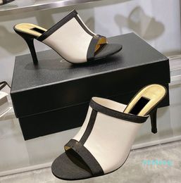 Designer -Womens Slippers Stiletto Heel Leaky Toe Sandal Sheepskin Full Instep Slippers Wedding Party Office Shoes