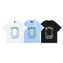 24 SS Brand Mens Designer T Shirts High Street Crown Letter Print Top Quality 100% Cotton Tee Loose T Shirt S-XL 4 Colors