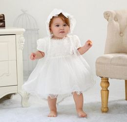 Baby Girls Baptism Dresses with Hat Lace Short Sleeve Newborn Christening Gown Christening Dresses Girls Princess Dress Wedding Dr8085572