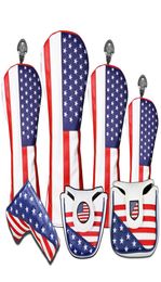 USA Theme Red Stripes Stars PU Leather Golf Club Headcover Driver Fairway Wood Putter Covers4515446